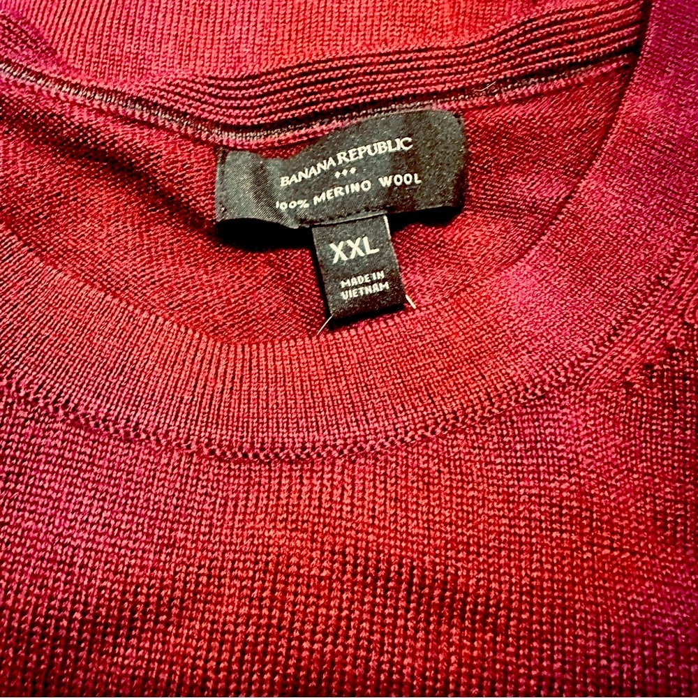 Banana Republic | Sweater | Merino Wool Sweater | Bright Wine Preppy Office Wear - Picture 5 of 6